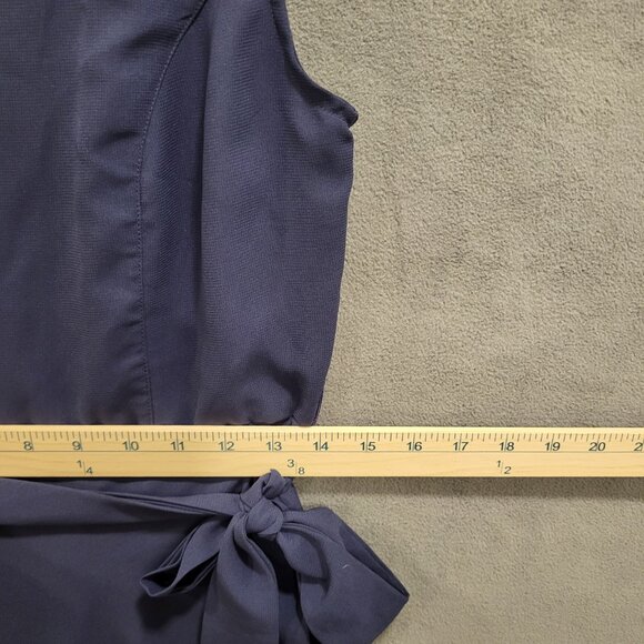 Venus Fit & Flare Sleeveless Dress Womens Size 4 Navy‎ Blue Sheer Lined Back Zip - Picture 5 of 6